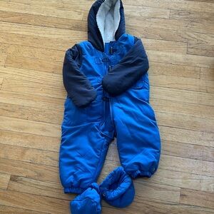 First Impressions snow bib with attached gloves and feet coverings 18m